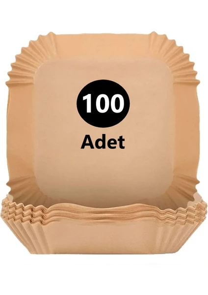 100 Adet Airfryer Pişirme Kağıdı Kare Tabak Model Yağlı Kağıt