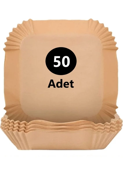 50 Adet Airfryer Pişirme Kağıdı Kare Tabak Model Yağlı Kağıt