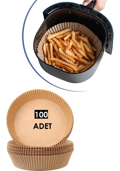 100 Adet Airfryer Pişirme Kağıdı Yuvarlak Tabak Model Yağlı Kağıt