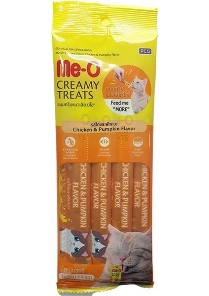 Me-O Creamy Tavuk ve Bal Kabağı Sıvı Kedi Ödülü 4X15 gr