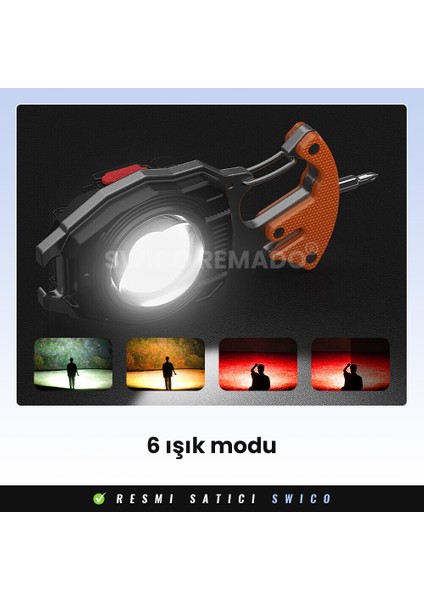 Çok Fonksiyonlu Şarj Edilebilir Cob Anahtarlık El Feneri (Yurt Dışından)