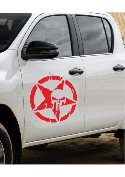 Army Yıldız Kurukafa Off Road Oto Duvar Motosiklet Sticker