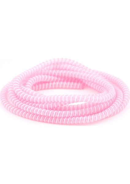 Kablo Kordon Koruyucu Spiral Sarma Kılıf Koruma Açık Pembe