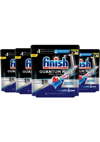 Finish Quantum Max 340 Kapsül Bulaşık Makinesi Deterjanı Tabl (4 x 85 Kapsül)