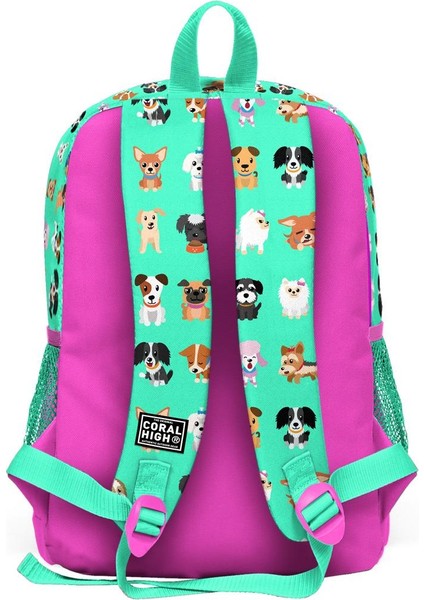 Kids Su Yeşili Neon Pembe Köpek Desenli 2'li Okul Çanta Seti SET0223465 indirimleri