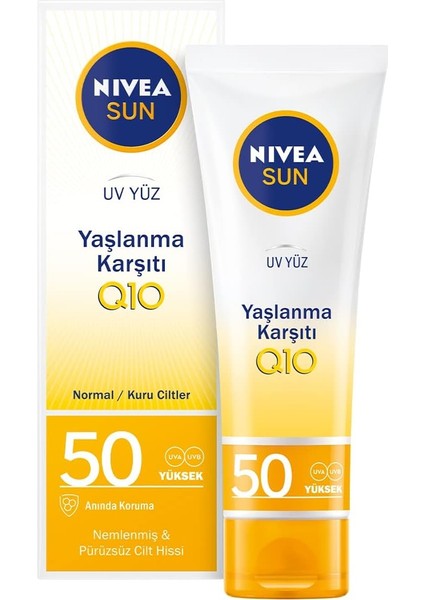 Sun Spf 50+ Yaşlanma ve Leke Karşıtı Q10 Yüz Güneş Kremi (50 Ml)