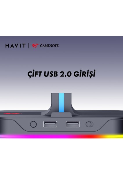 Gamenote TH650 Rgb Işıklı Gaming Kulaklık Standı 2*usb Portu