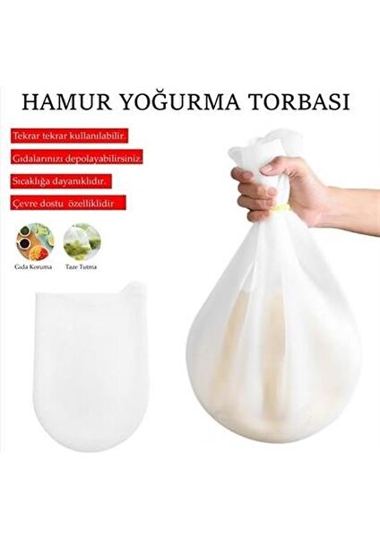 Buffer&reg; Orta Hamur Torbası Silikon Şeffaf Hamur Yoğurma Torbası Ekmek Makarna Mantı  Hamuru Kolay Yo