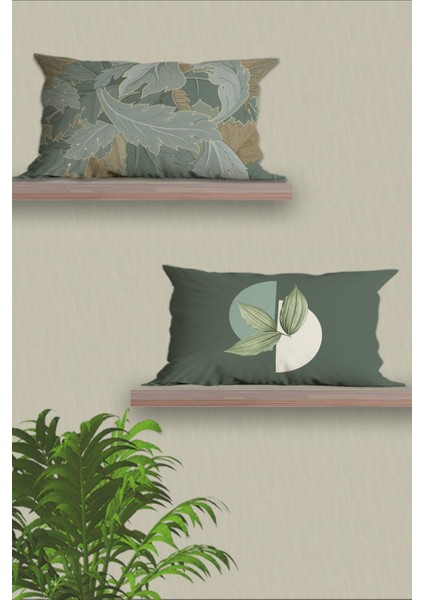 Dikdörtgen Çift Tarafı Dijital Baskılı 2'li Modern Tasarım 30 x 50 cm Kırlent Kılıfı Seti