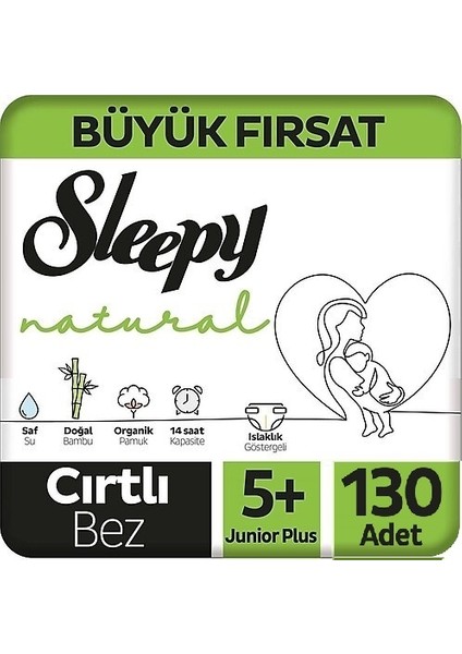 Natural Ultra Paket Bebek Bezi 5+ Numara Junior Plus 130 Adet