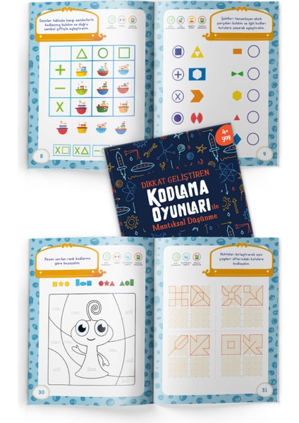 4+ Yaş "Kodlama Oyunları - Mantıksal Düşünme" Okul Öncesi Eğlenceli Çocuk Etkinlik Kitabı fiyatları