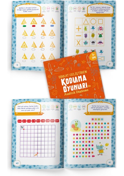 5+ Yaş "Kodlama Oyunları - Analitik Düşünme" Okul Öncesi Eğlenceli Çocuk Etkinlik Kitabı