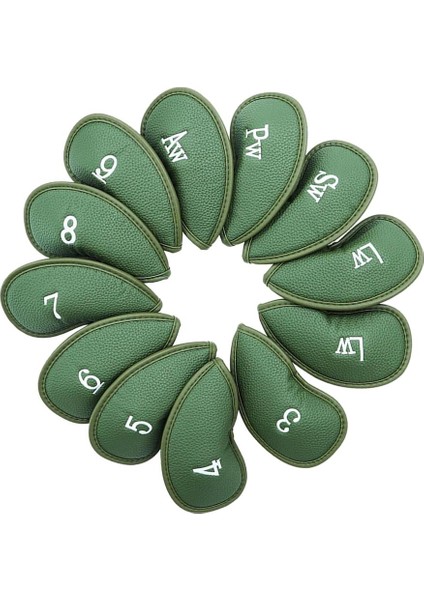 12X Golf Kulübü Demir Kafa Kapakları 3 4 5 6 7 8 9 P Su Geçirmez Su Geçirmez Yeşil (Yurt Dışından)