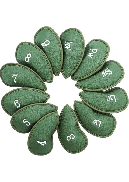 12X Golf Kulübü Demir Kafa Kapakları 3 4 5 6 7 8 9 P Su Geçirmez Su Geçirmez Yeşil (Yurt Dışından)