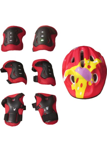 Çocuk Kids Sline Roller Scooter Scooter Diz Bilek Koruma Dirsek Pedi - Kırmızı (Yurt Dışından)