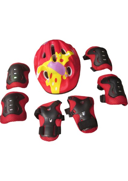 Çocuk Kids Sline Roller Scooter Scooter Diz Bilek Koruma Dirsek Pedi - Kırmızı (Yurt Dışından)