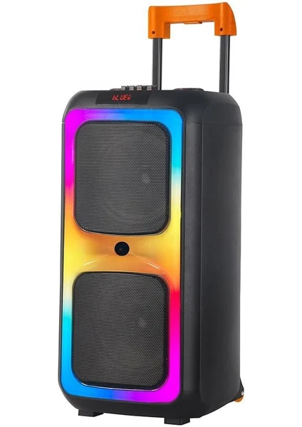 NDR-1097 Mikrofonlu Kumandalı Rgb Ledli Taşınabilir Bluetooth Hoparlör Usb-Tf-Fm Radyo Siyah