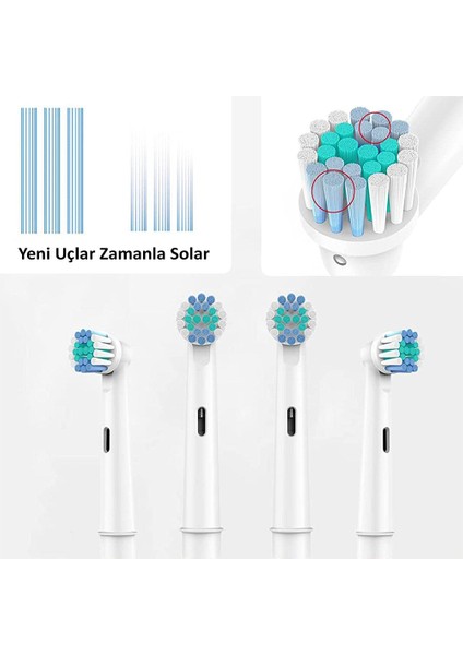 12 Adet Oral B i Şarjlı Diş Fırçaları Uyumlu Ağız Bakım Diş Sağlığı Yedek Fırça Başlık