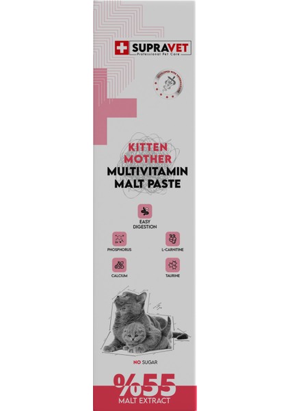 Hamile ve Yavru Kediler Için Kalsiyum ve Taurinli Multi Vitamin Kedi Macunu 100 Gr. (%57 Extra Malt)