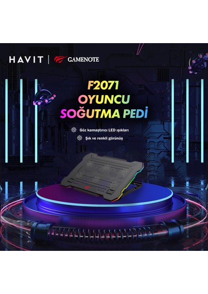 Gamenote F2071 Cooling Pad Rgb Gaming Laptop Soğutucu - Ayarlanabilir 6 Fan 2500RPM