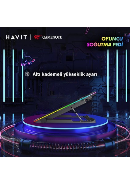 Gamenote F2071 Cooling Pad Rgb Gaming Laptop Soğutucu - Ayarlanabilir 6 Fan 2500RPM
