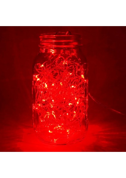 Dekor Düğün Işıkları Kırmızı Pilli LED Işık Kırmızı 10 Metre LED Işık Kırmızı Pilli Işık Red LED Light fırsatları