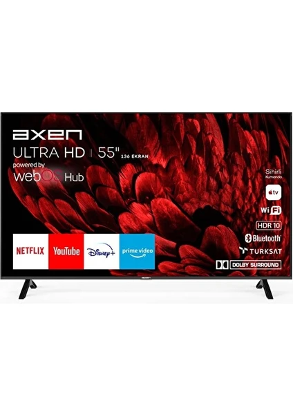 AX55UMN253 55" 139 Ekran Uydu Alıcılı 4K Ultra HD Smart LED TV