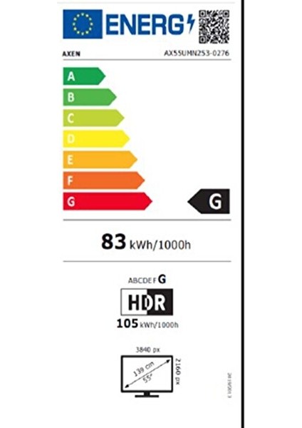 AX55UMN253 55" 139 Ekran Uydu Alıcılı 4K Ultra HD Smart LED TV