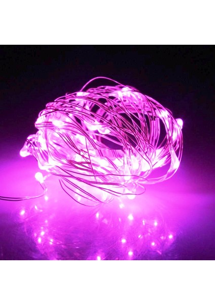 Dekor Düğün Işıkları Pembe Pilli LED Işık Pembe 10 Metre LED Işık Pembe Pilli Işık Pink LED Light