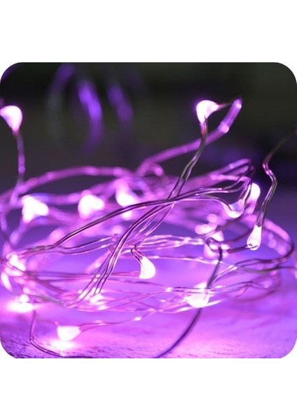 Dekor Düğün Işıkları Pembe Pilli LED Işık Pembe 10 Metre LED Işık Pembe Pilli Işık Pink LED Light