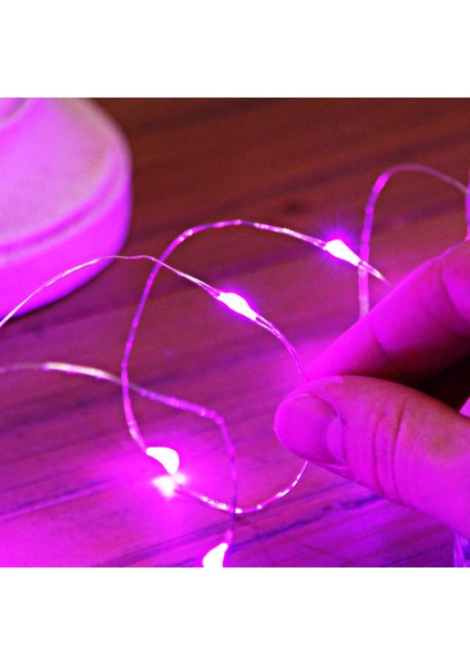 Dekor Düğün Işıkları Pembe Pilli LED Işık Pembe 10 Metre LED Işık Pembe Pilli Işık Pink LED Light