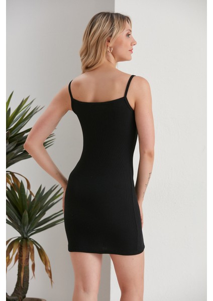 Kadın Siyah Ip Askılı Mini Kaşkorse Elbise indirimleri