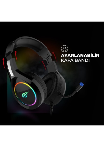 Gamenote H2232D Rgb Mikrofonlu Siyah Gaming E-Spor Oyuncu Kulaklığı