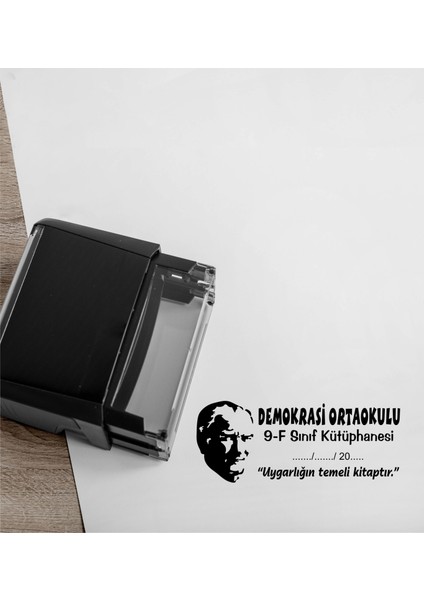 Atatürk Temalı Kişiye Özel Kitap Mühürü Kitap Kaşesi C56