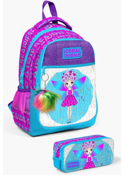Kids Pembe Mavi Peri Desenli 2'li Okul Çanta Seti SET0223484