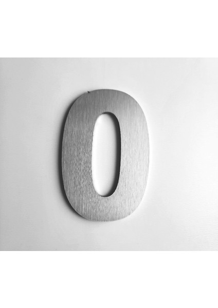 Kapı, Daire, Bina, Numarası 6 cm No:0 Fırça Desen Paslanmaz Çelik Metal Kendinden Yapışkanlı Numara