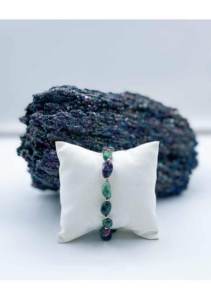 Rubin Zoisit Bileklik Doğal Taş Tımbıl Kesim