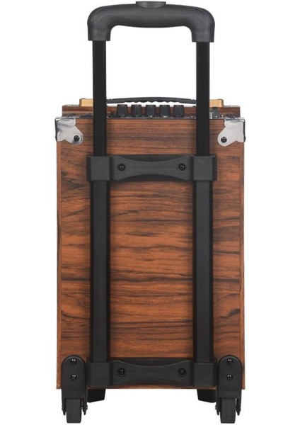 B-Q8 Mikrofonlu Kumandalı Taşınabilir Tekerlekli Bluetooth Hoparlör Kahverengi