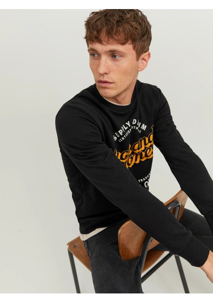 Jack & Jones Mikk Erkek Turkuaz Bisiklet Yaka Sweatshirt