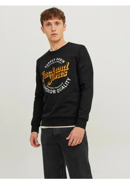 Jack & Jones Mikk Erkek Turkuaz Bisiklet Yaka Sweatshirt