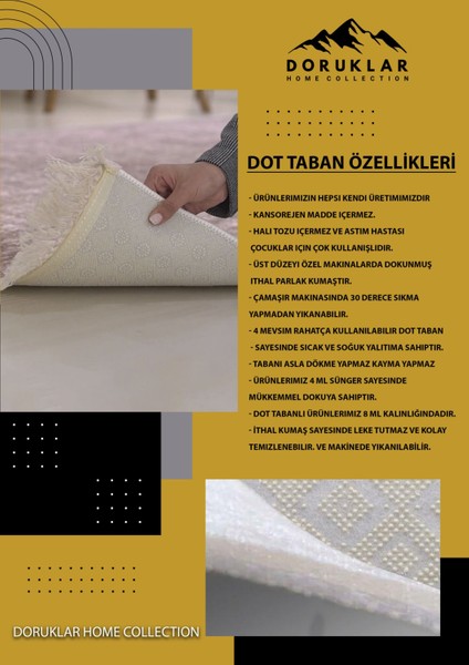 Doruklar Home Collection Kaymaz Tabanlı Yıkanabilir Tatlı Seksek Desenli Çocuk Halısı Dot Taban Halı