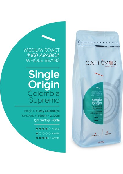 Caffèmos Colombia Supremo (Çekirdek Kahve) - 1000gr