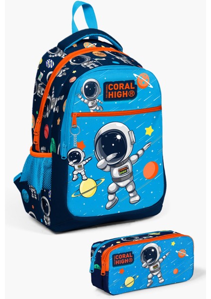 Kids Lacivert Mavi Astronot Desenli 2'li Okul Çanta Seti SET0223486