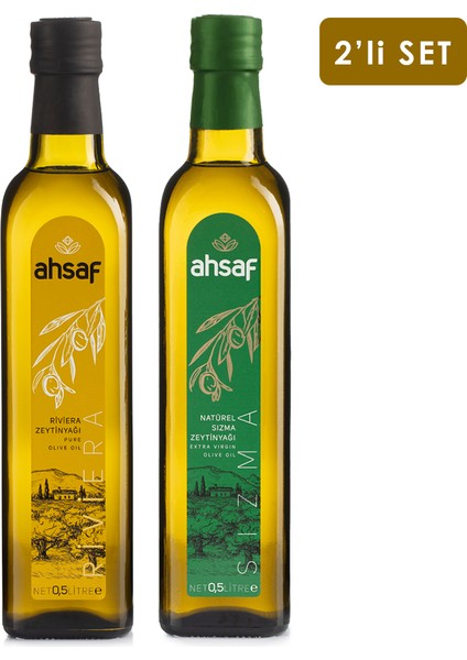 Riviera Zeytinyağı 500 ml -Cam +Natürel Sızma Zeytinyağı 500 ml -Cam (2'li Ekonomik Paket)