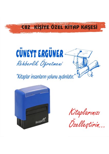 Öğretmenlere ve Kişiye Özel Kitap Mühürü Kitap Kaşesi C82