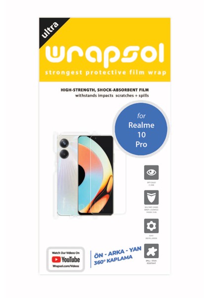 Realme 10 Pro Full Kaplama Ön Arka ve Yanlar 360 Derece Tam Kapatan Poliüretan Film