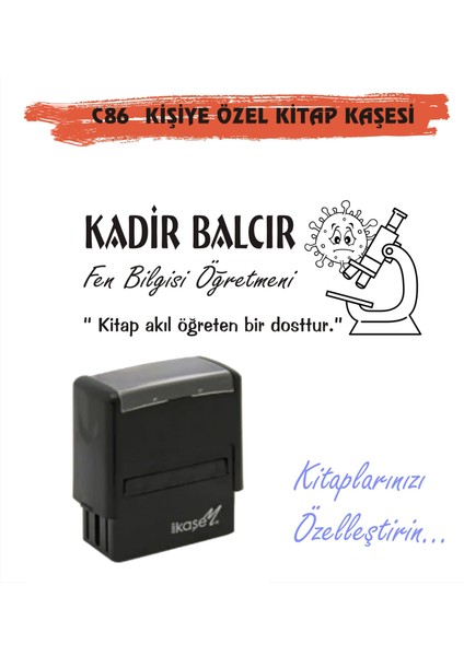 Öğretmenlere ve Kişiye Özel Kitap Mühürü Kitap Kaşesi C86