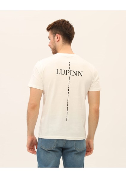 Erkek Lupinn Sırt Baskılı Beyaz T-Shirt