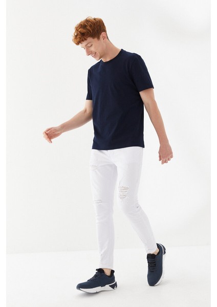 Active Boykot Baskılı Bisiklet Yaka Regular Fit Tişört Lacivert