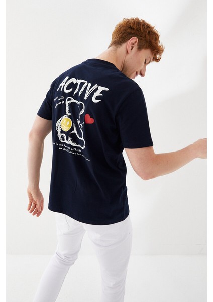 Active Boykot Baskılı Bisiklet Yaka Regular Fit Tişört Lacivert fırsatları